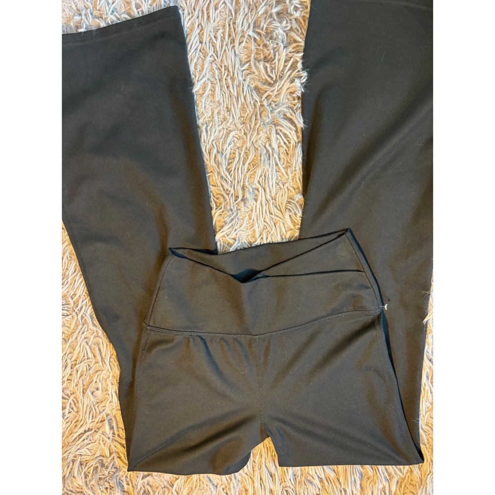 Marika Black Crossover High Waist Flare Leg Yoga Pants Activewear Womens